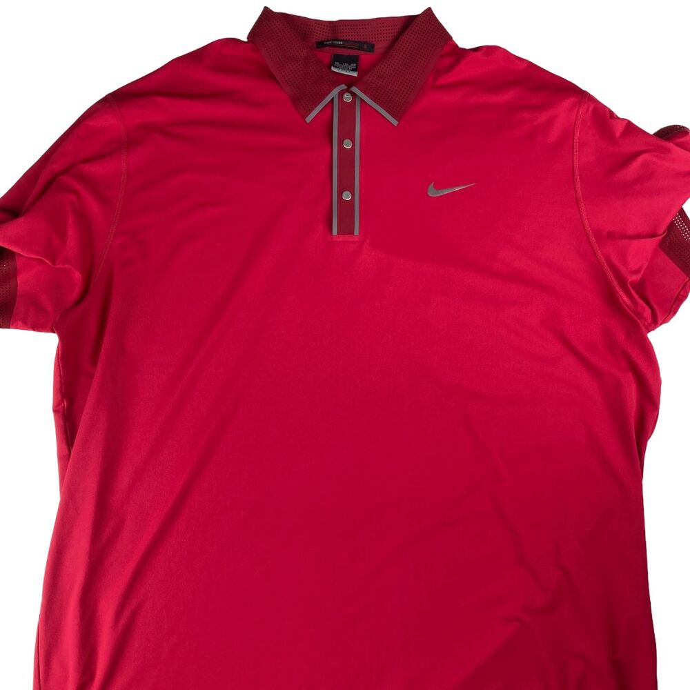 Nike Tiger Woods Collection Polo Mens XXL Red Dri-FIT Golf Shirt Performance